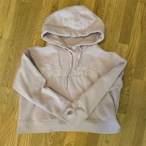 Blush pink Calvin Klein cropped hoodie.